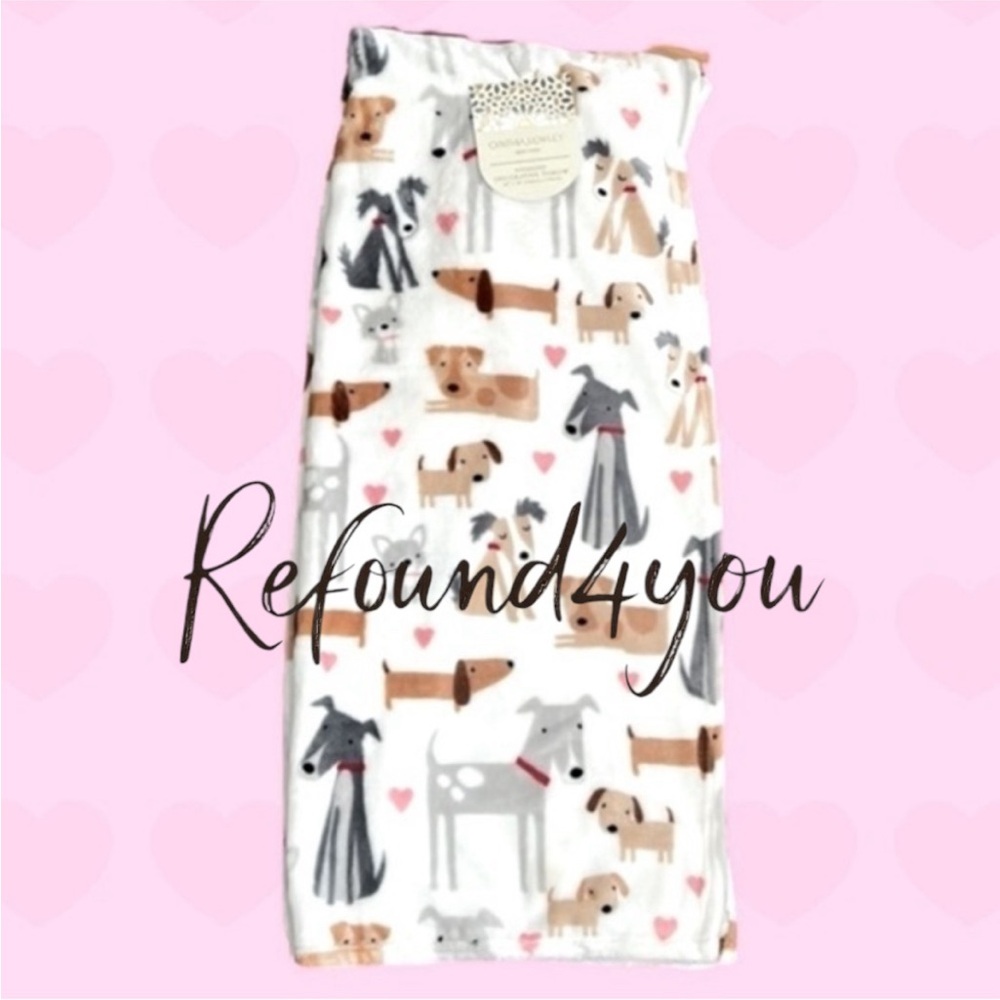 PETS - Cynthia Rowley ’Dogs & Hearts’ Oversized Throw 60”x70” NWT Firm!